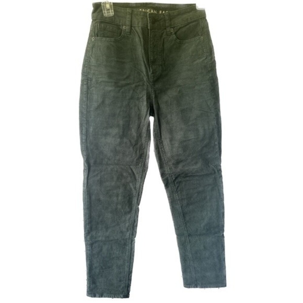 American Eagle Women's Stretch Mom Straight Green Corduroy Jeans 00